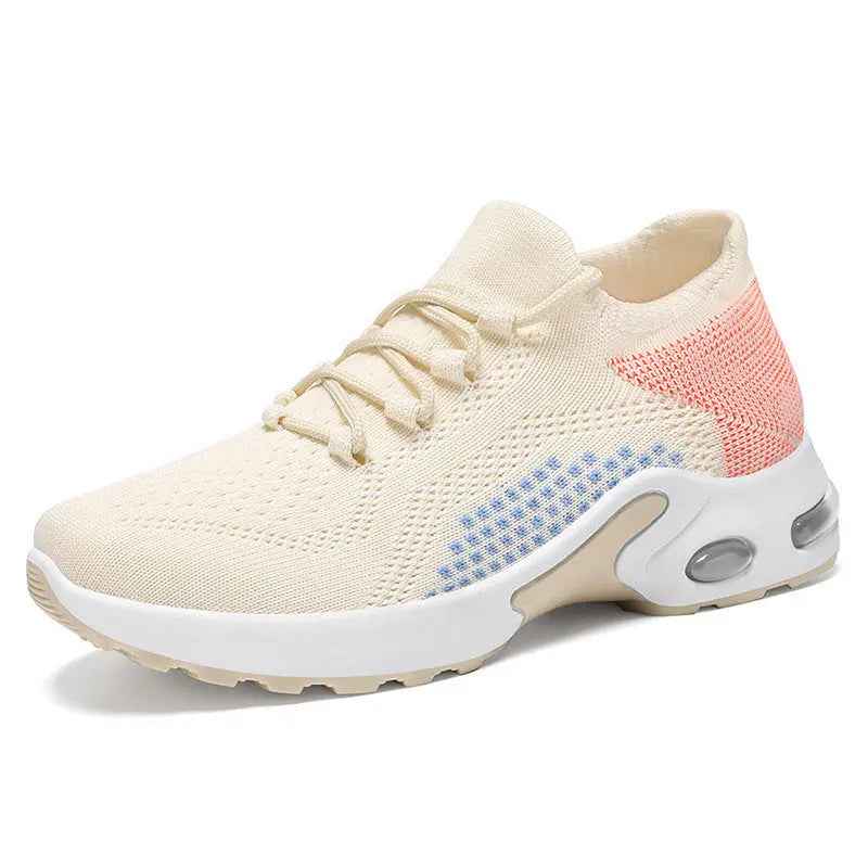 Lace-up Air Cushion Sneakers Women Flying Woven Breathable Casual Mesh Shoes Summer - Mr Lou’s Place