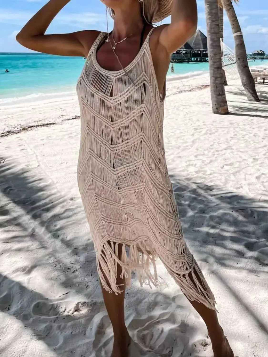 Fringe Scoop Neck Cover-Up - Mr Lou’s Place