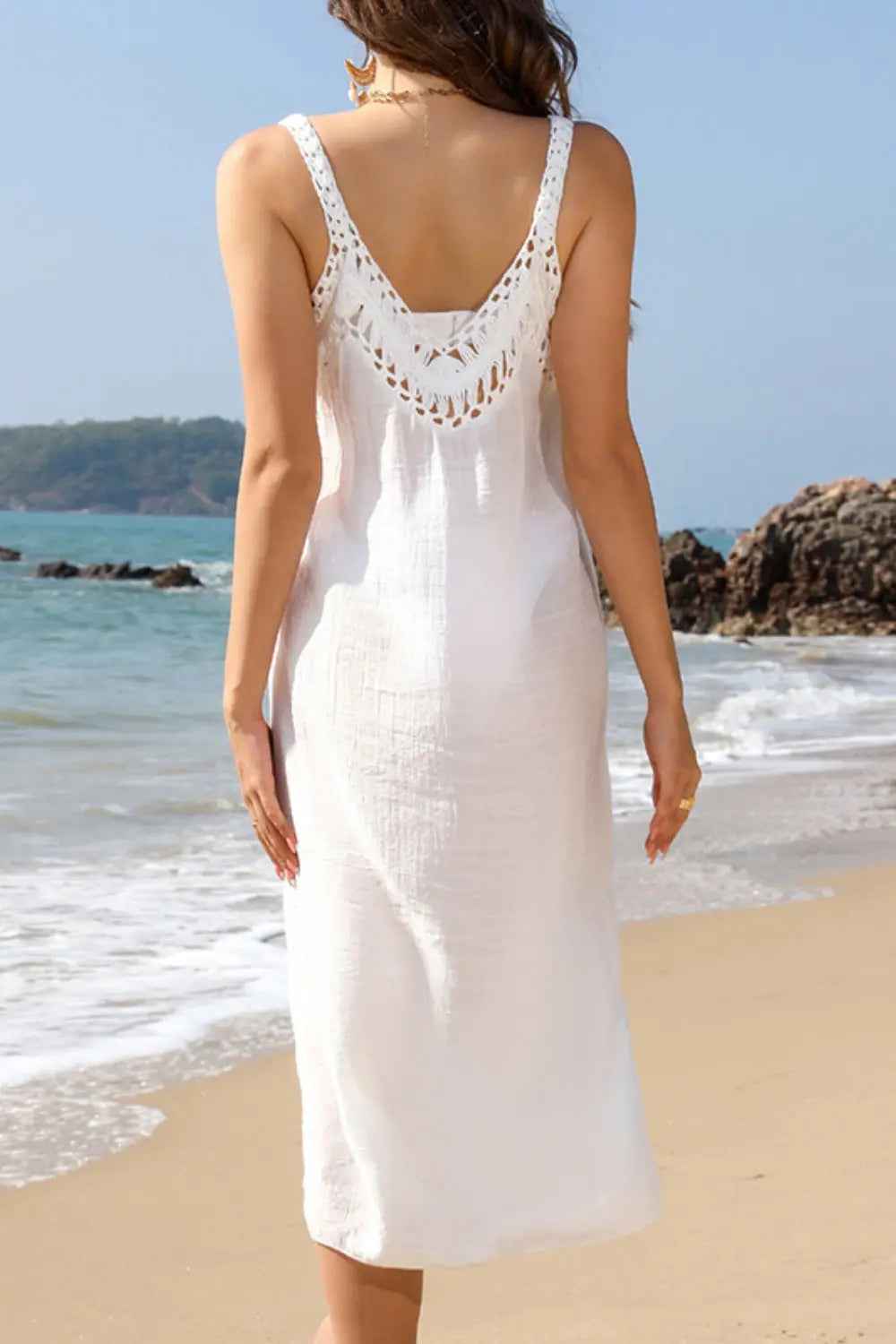 Slit Scoop Neck Wide Strap Cover Up - Mr Lou’s Place