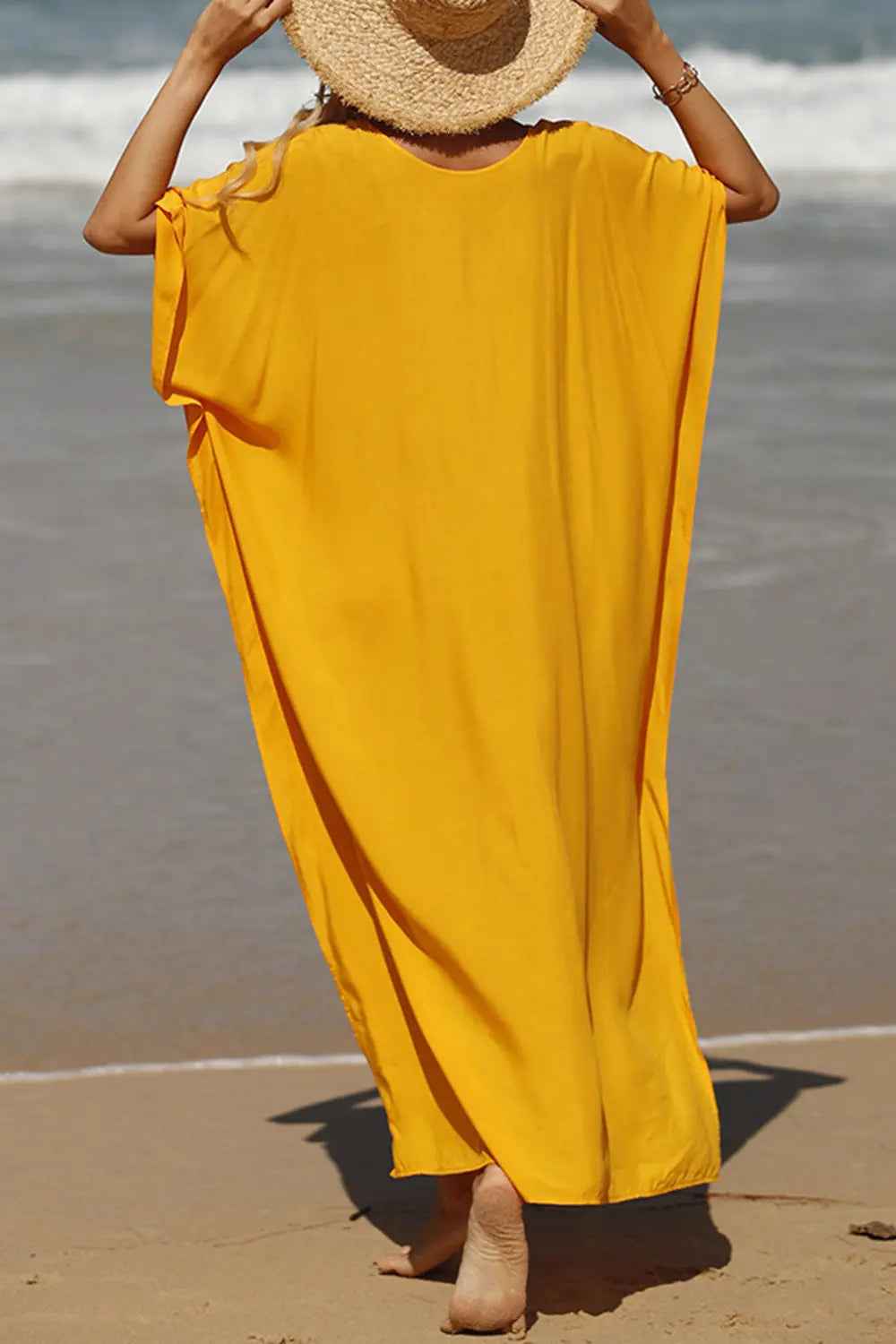 Slit V-Neck Half Sleeve Cover-Up - Mr Lou’s Place