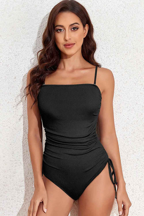 Drawstring Spaghetti Strap One-Piece Swimwear - Mr Lou’s Place