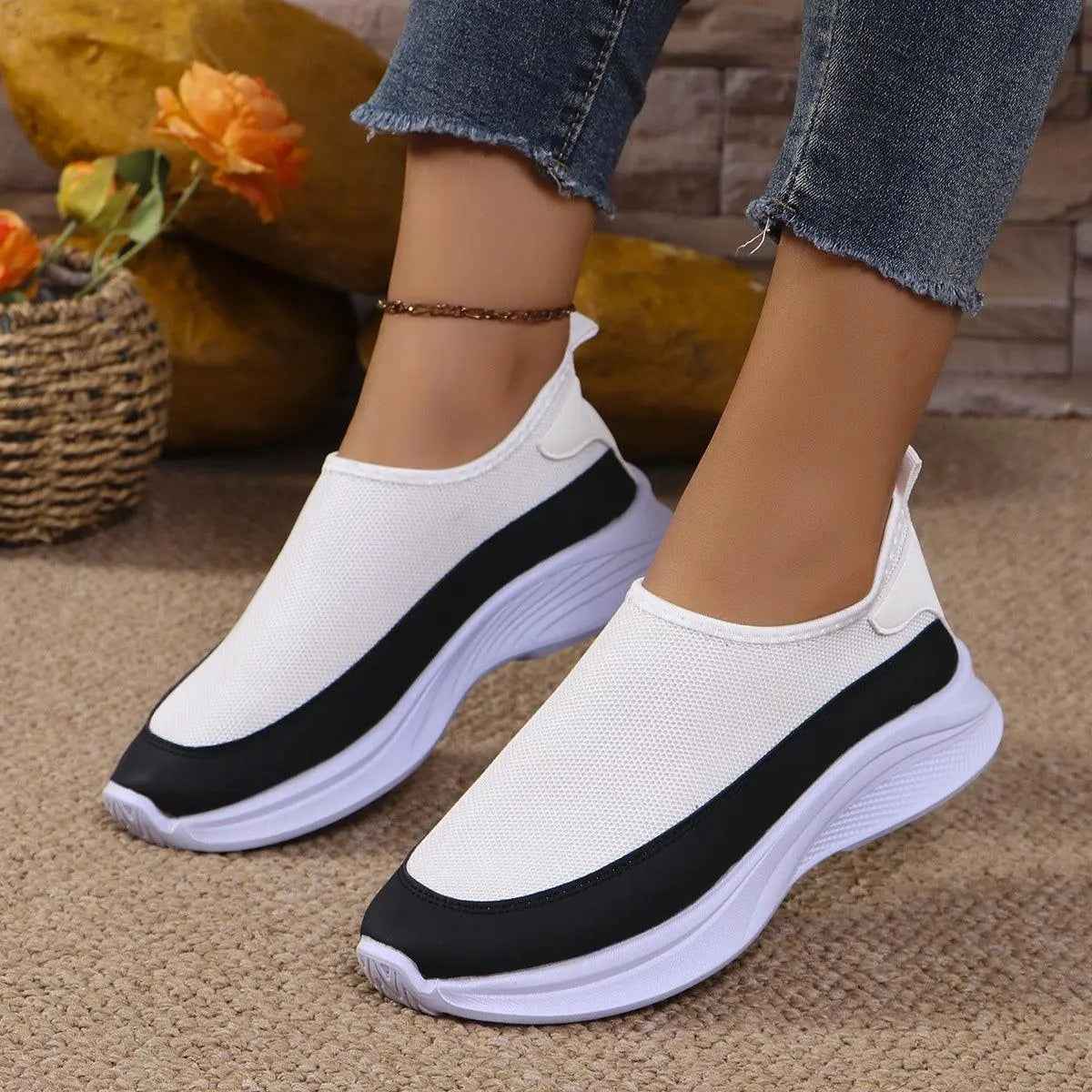 Mesh Contrast Flat Slip-Ons - Mr Lou’s Place