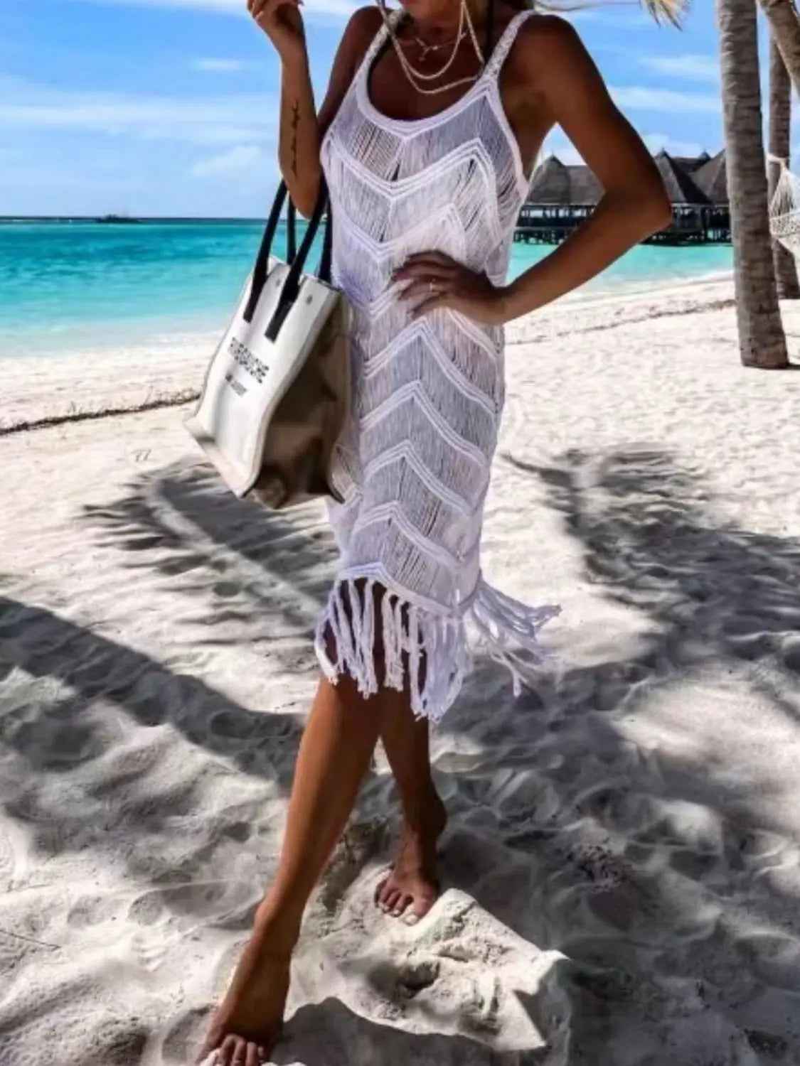 Fringe Scoop Neck Cover-Up - Mr Lou’s Place