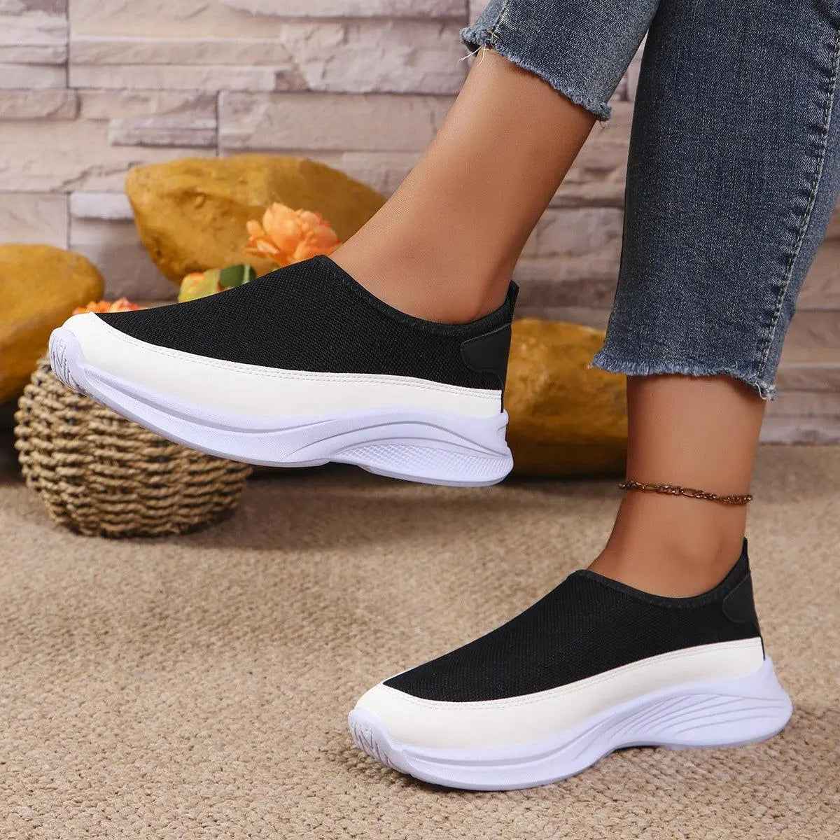 Mesh Contrast Flat Slip-Ons - Mr Lou’s Place