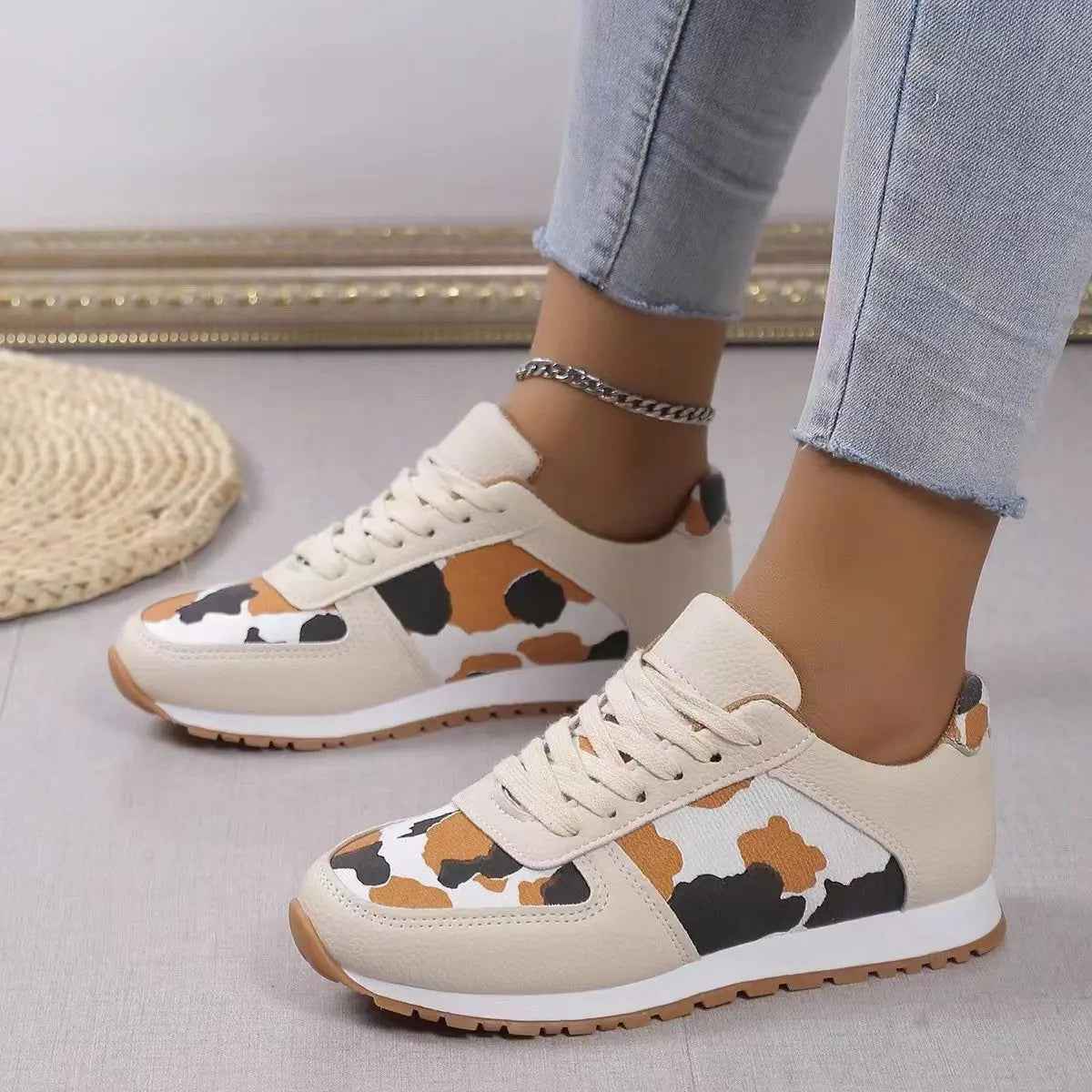 Tied Printed PU Leather Athletic - Mr Lou’s Place
