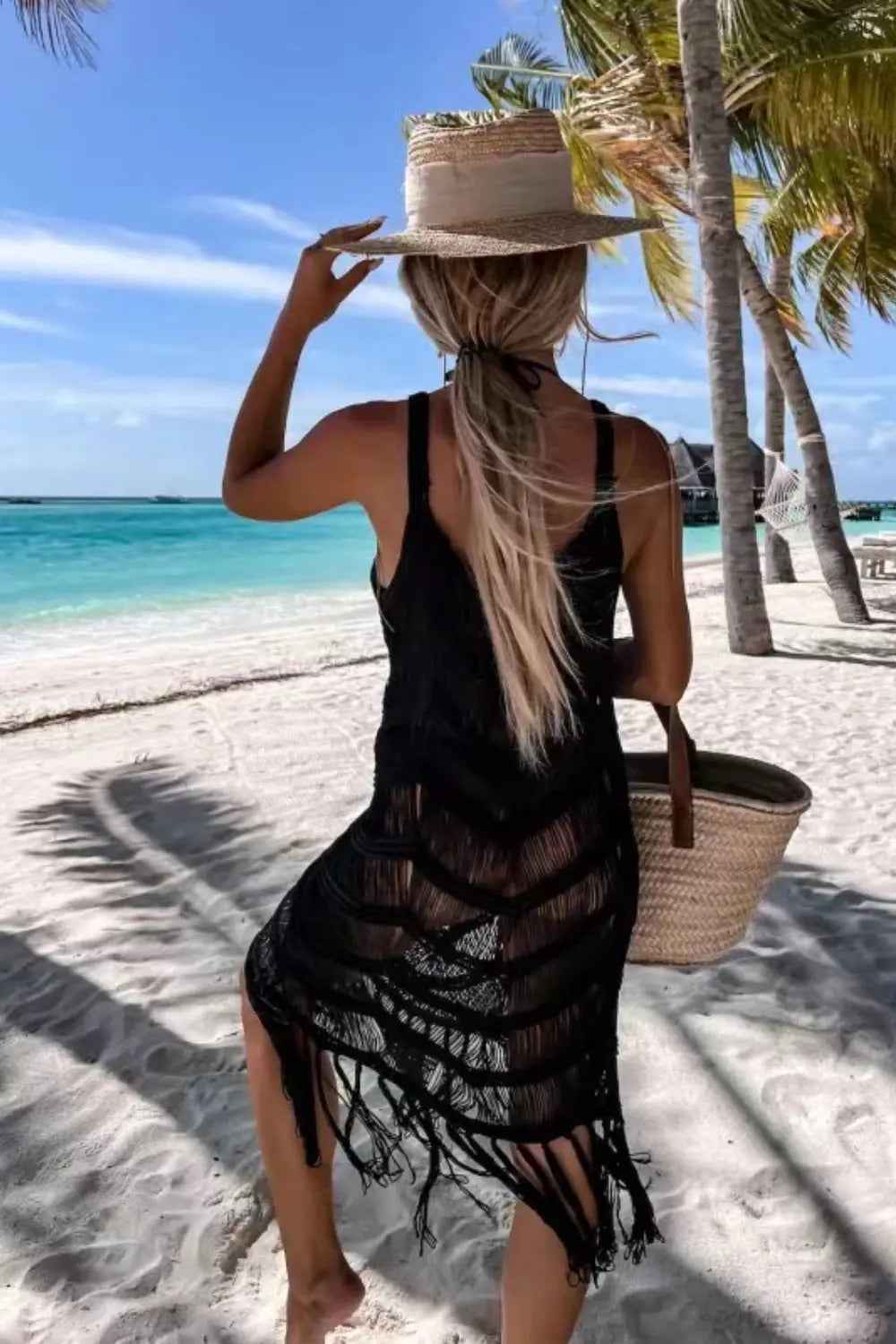 Fringe Scoop Neck Cover-Up - Mr Lou’s Place