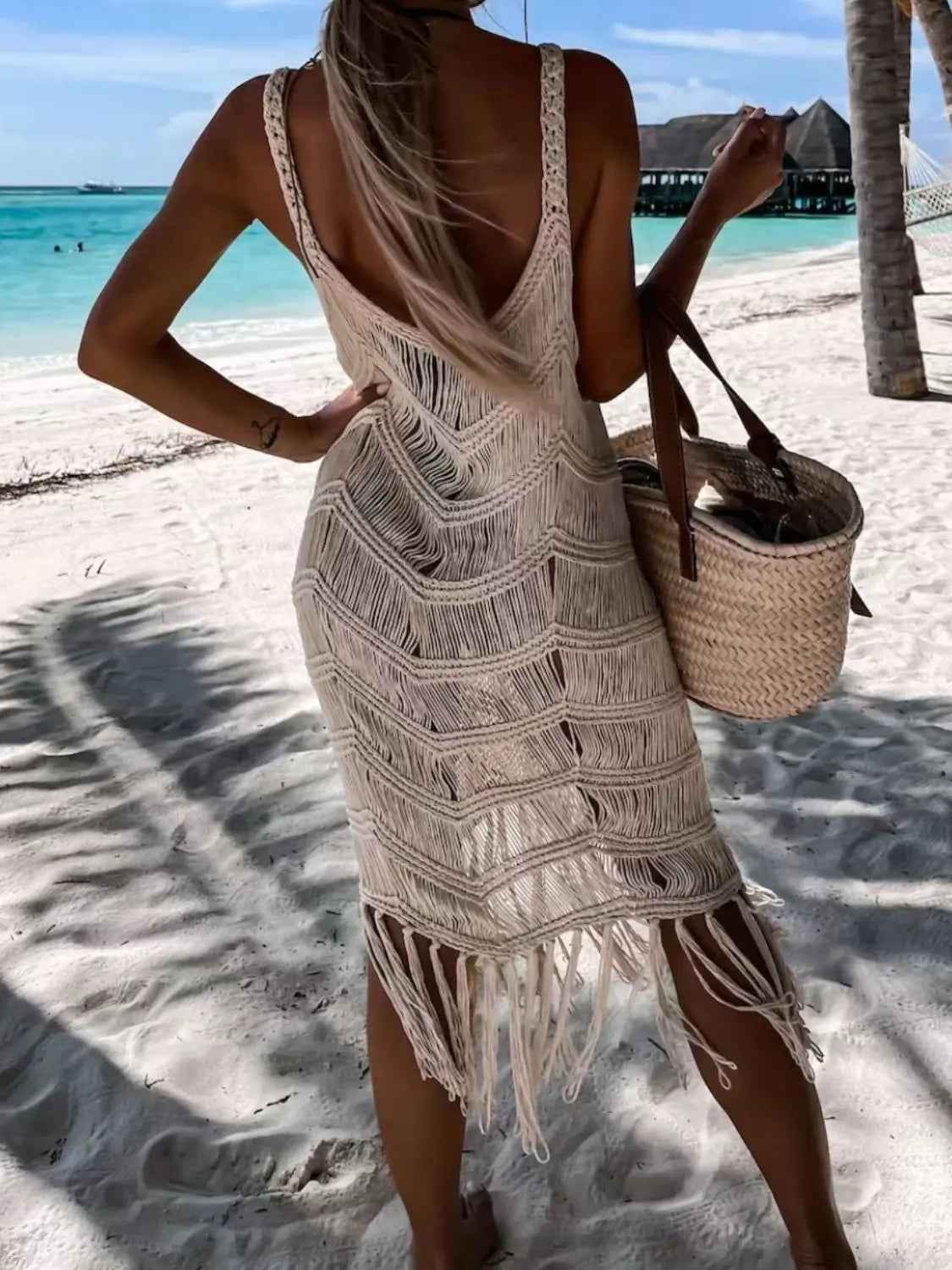 Fringe Scoop Neck Cover-Up - Mr Lou’s Place
