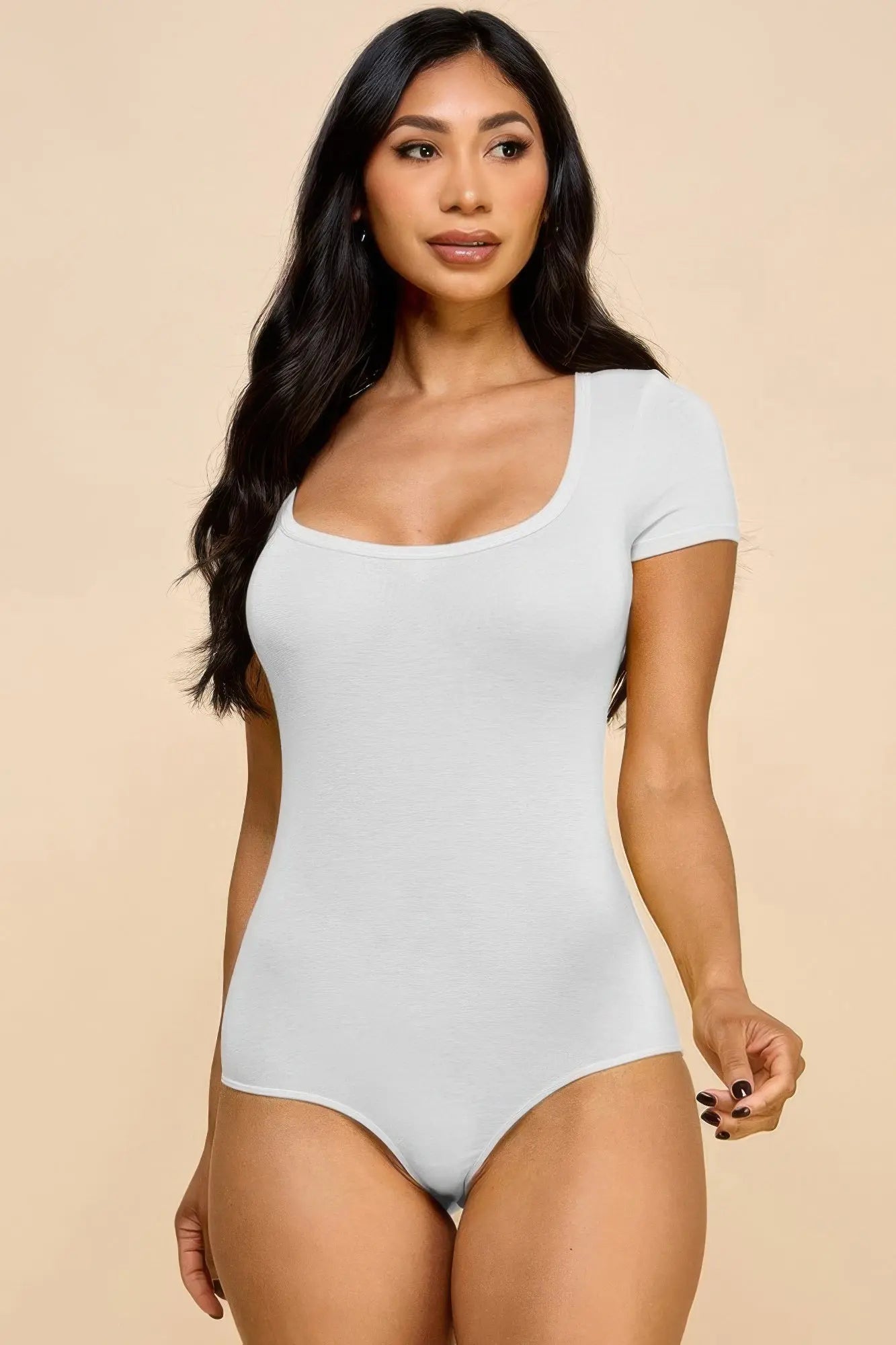 Short Sleeve V-neck Basic Bodysuit - Mr Lou’s Place