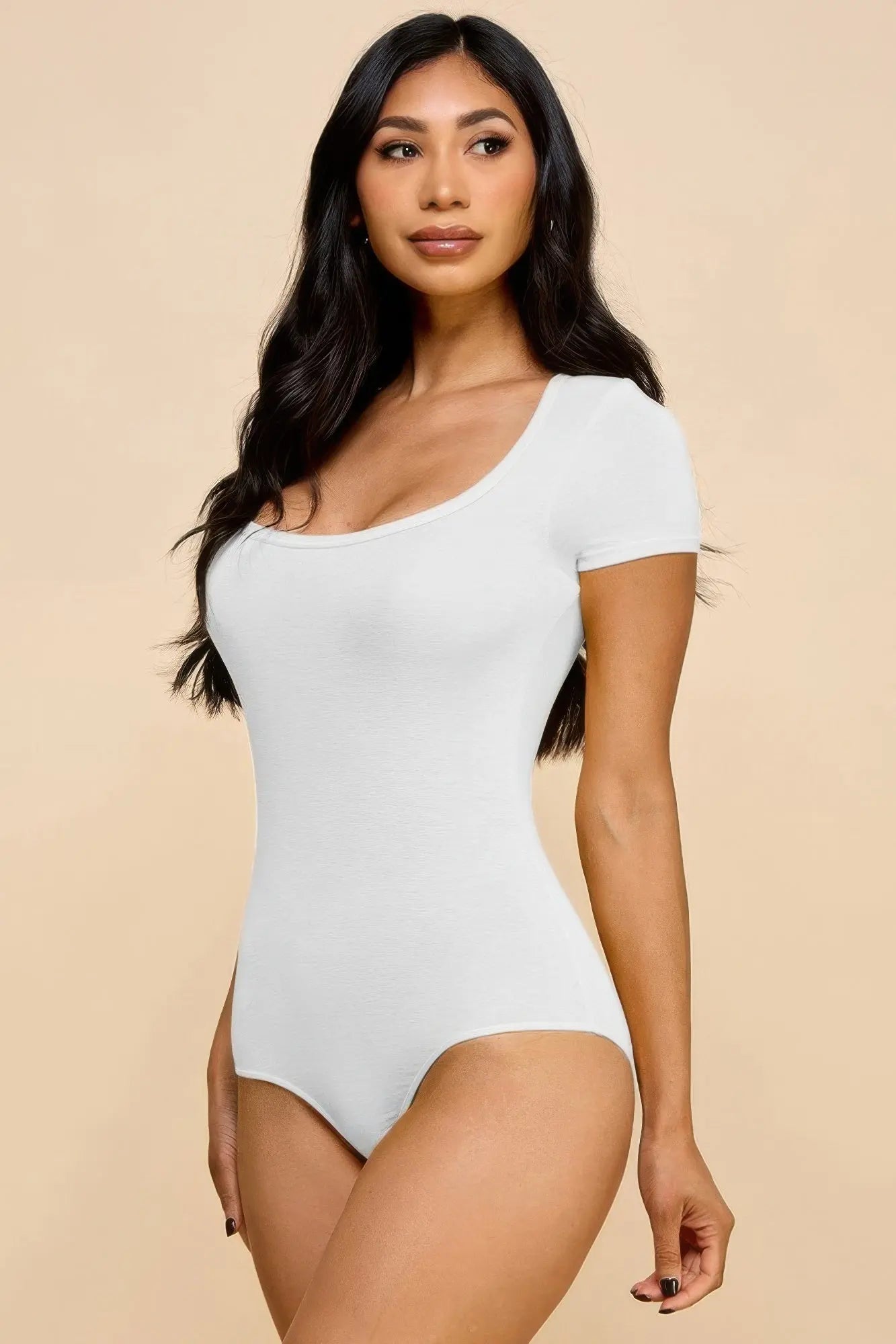 Short Sleeve V-neck Basic Bodysuit - Mr Lou’s Place