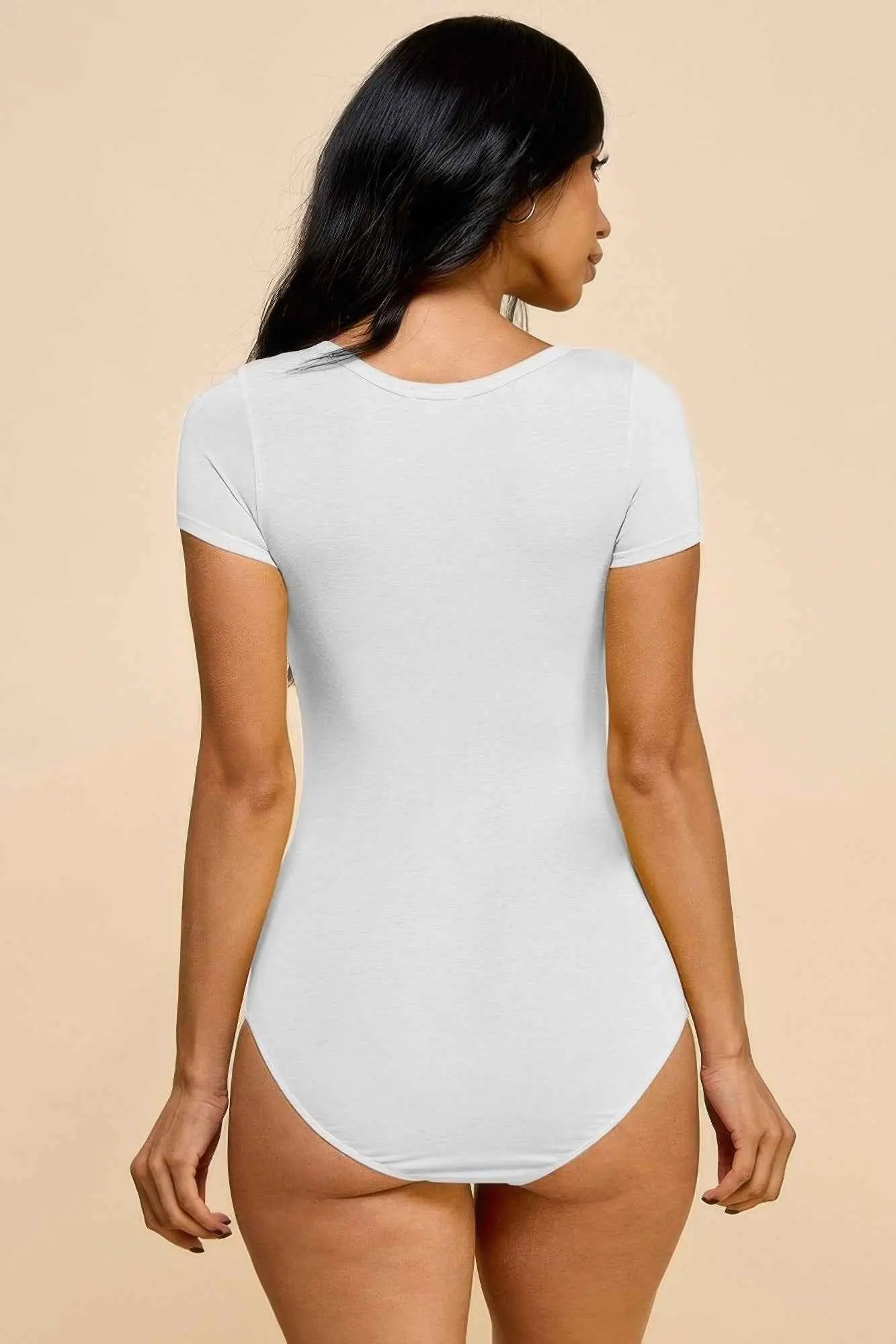 Short Sleeve V-neck Basic Bodysuit - Mr Lou’s Place