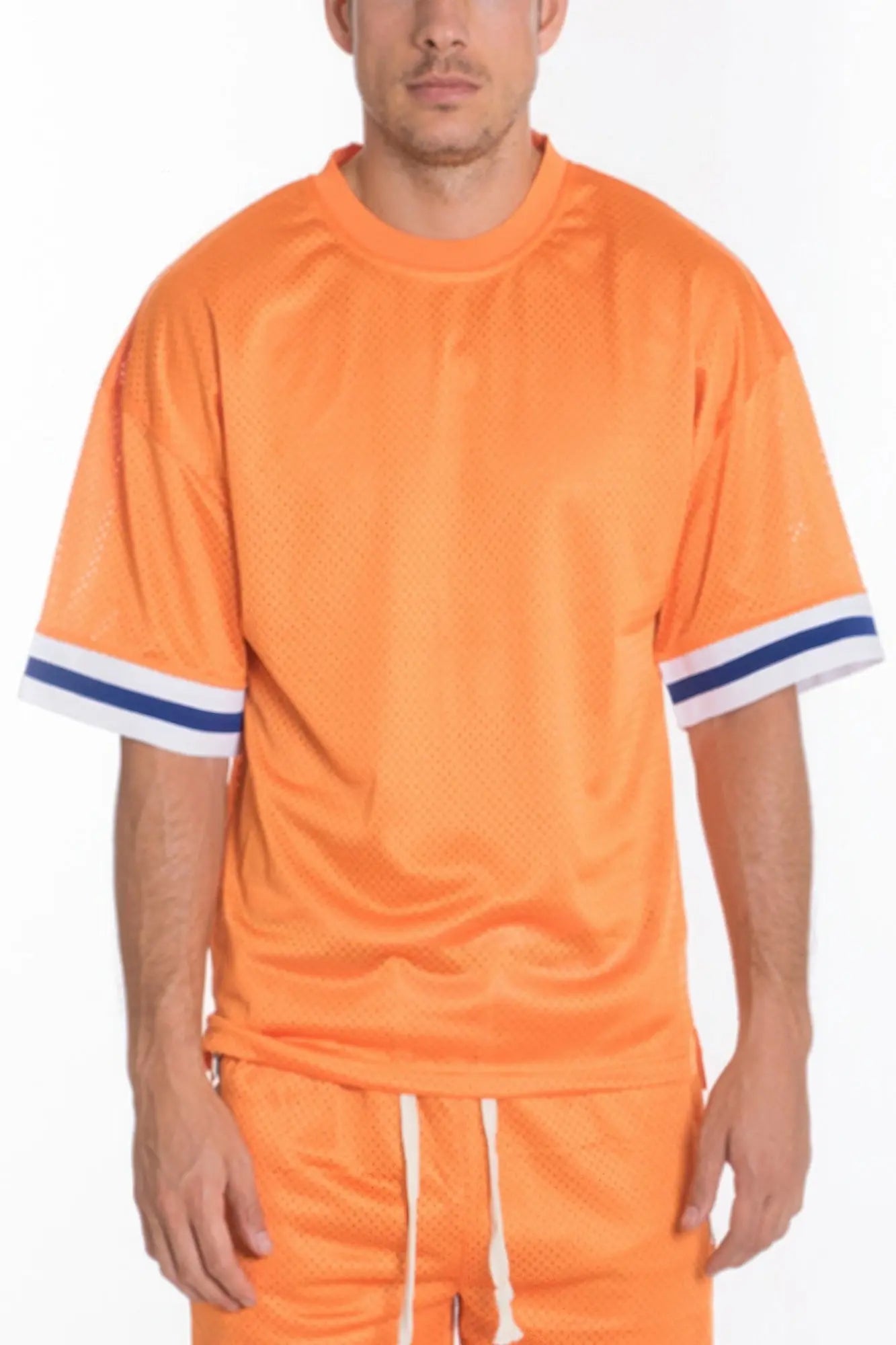 Mesh Sleeve Tape Athletic Tshirt - Mr Lou’s Place
