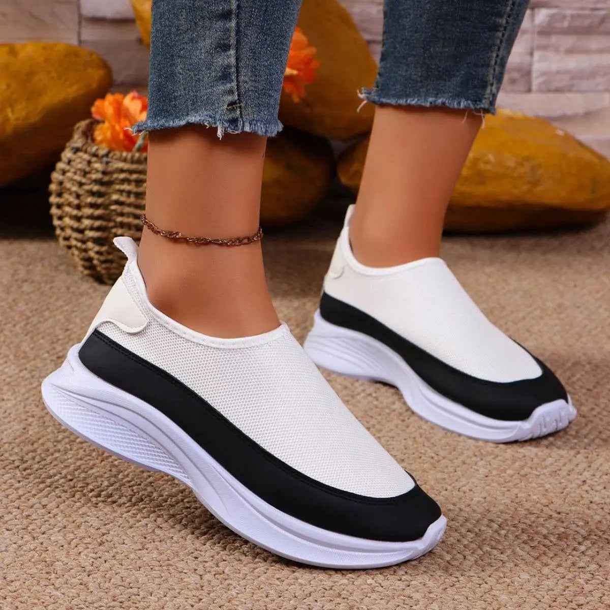 Mesh Contrast Flat Slip-Ons - Mr Lou’s Place