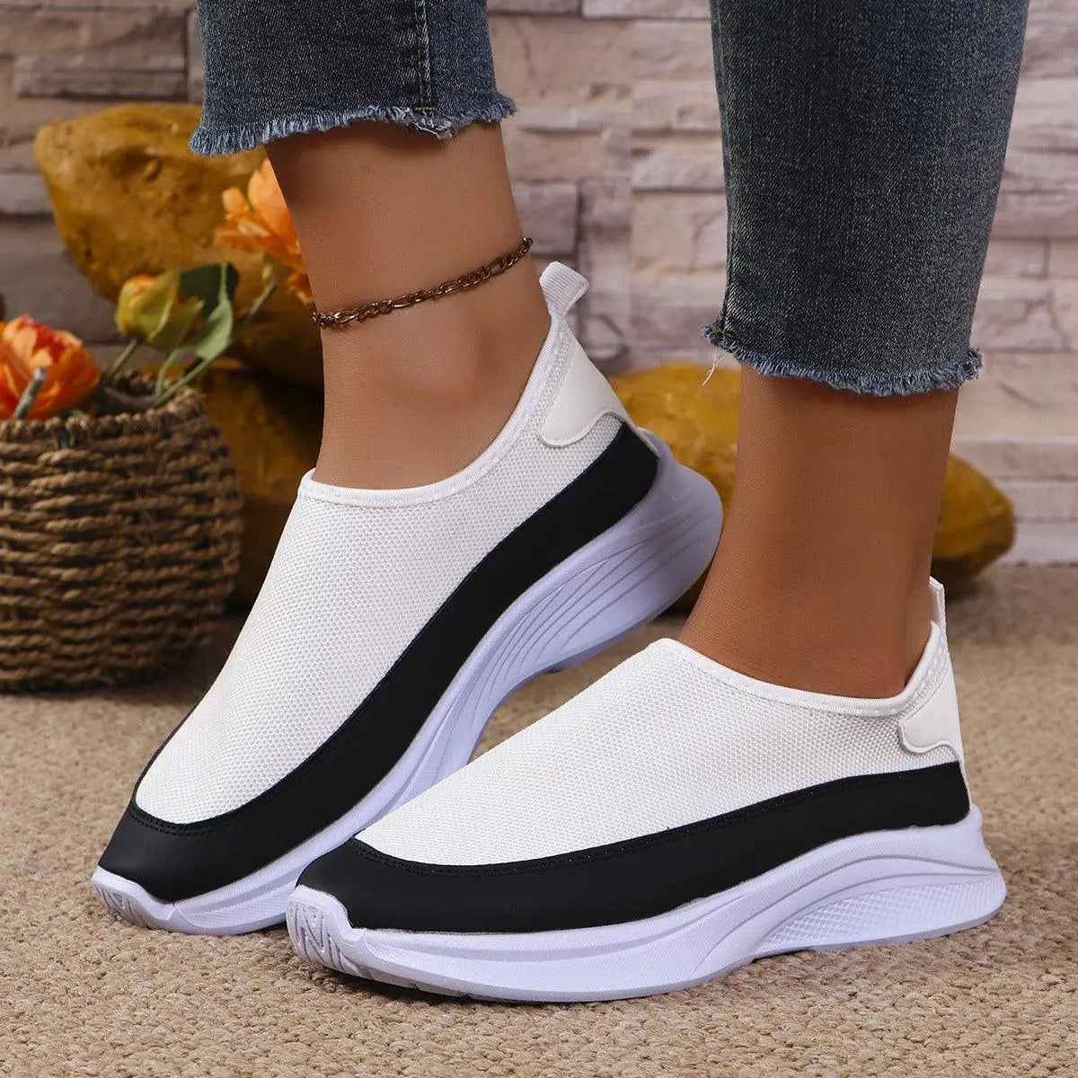 Mesh Contrast Flat Slip-Ons - Mr Lou’s Place