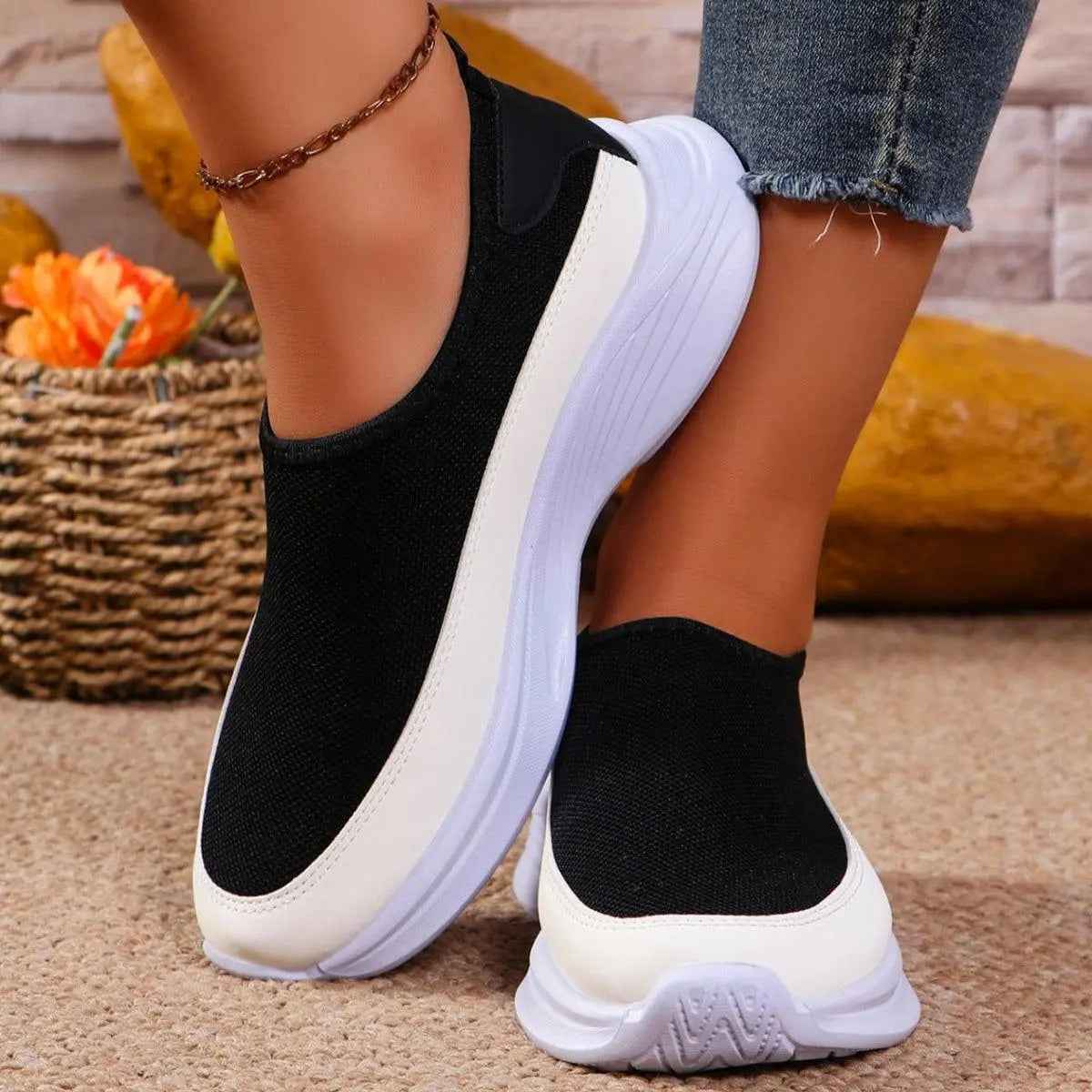 Mesh Contrast Flat Slip-Ons - Mr Lou’s Place