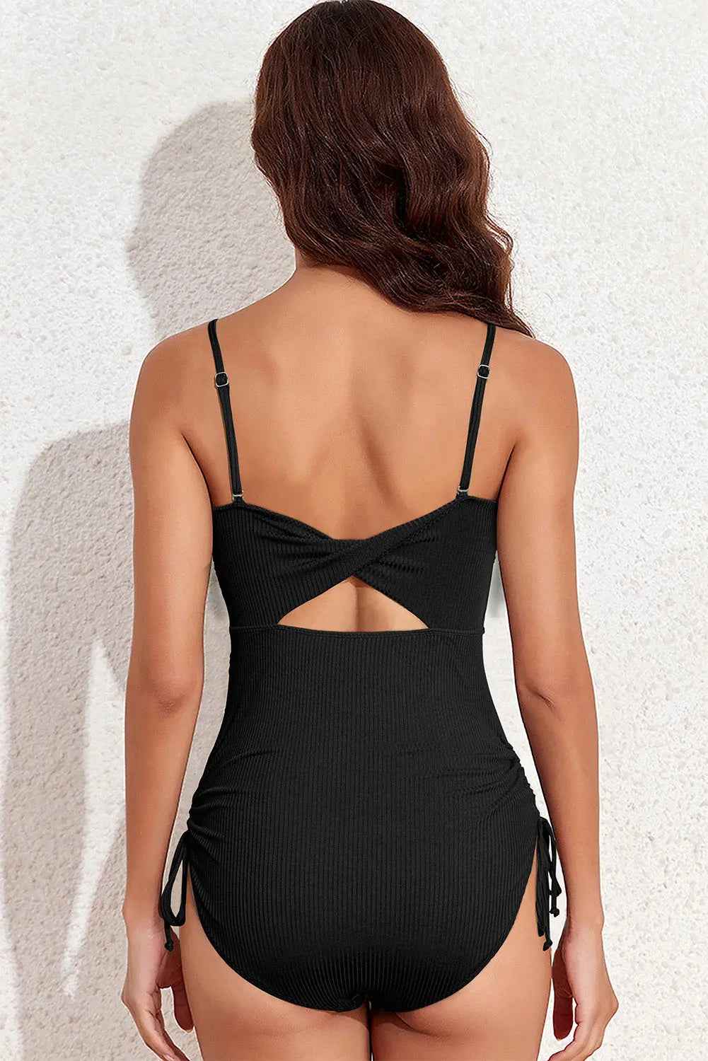 Drawstring Spaghetti Strap One-Piece Swimwear - Mr Lou’s Place