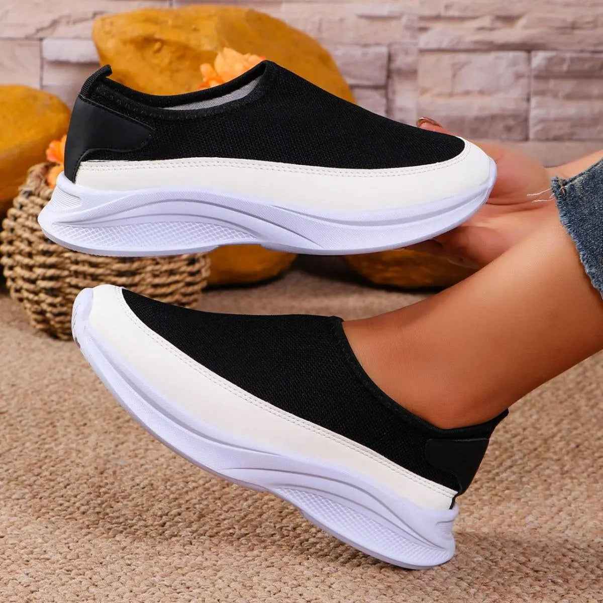 Mesh Contrast Flat Slip-Ons - Mr Lou’s Place