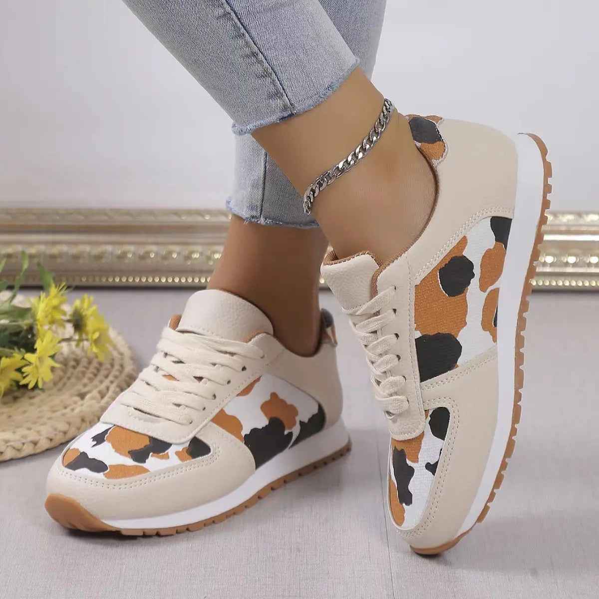 Tied Printed PU Leather Athletic - Mr Lou’s Place