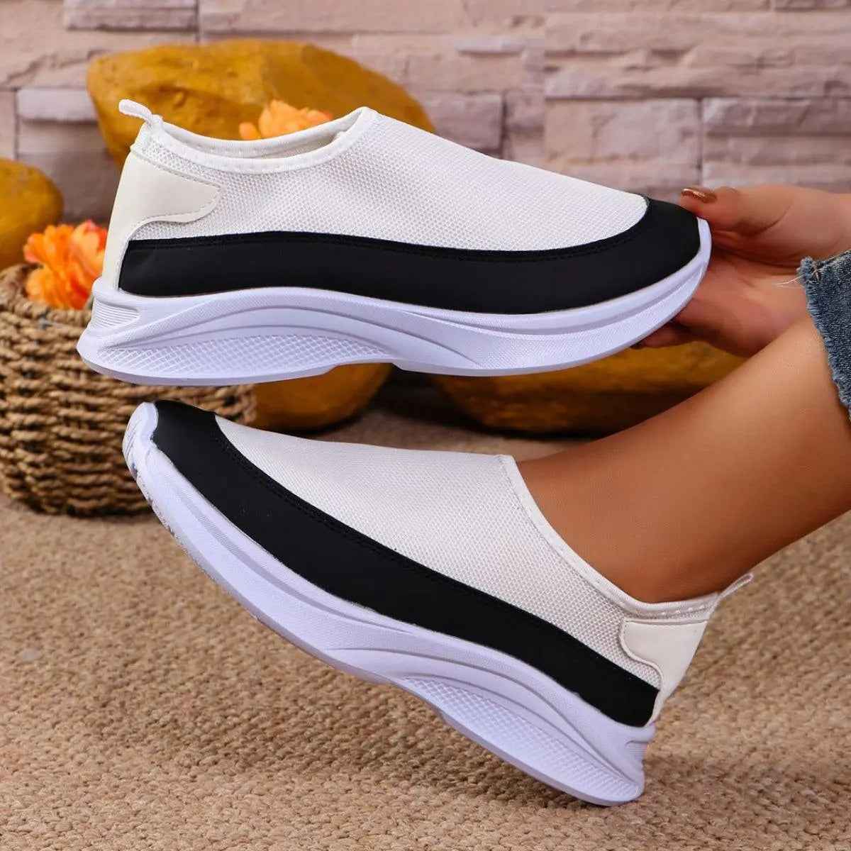 Mesh Contrast Flat Slip-Ons - Mr Lou’s Place