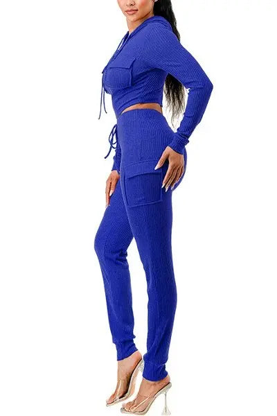 Rib Cargo Hoodie Set - Mr Lou’s Place
